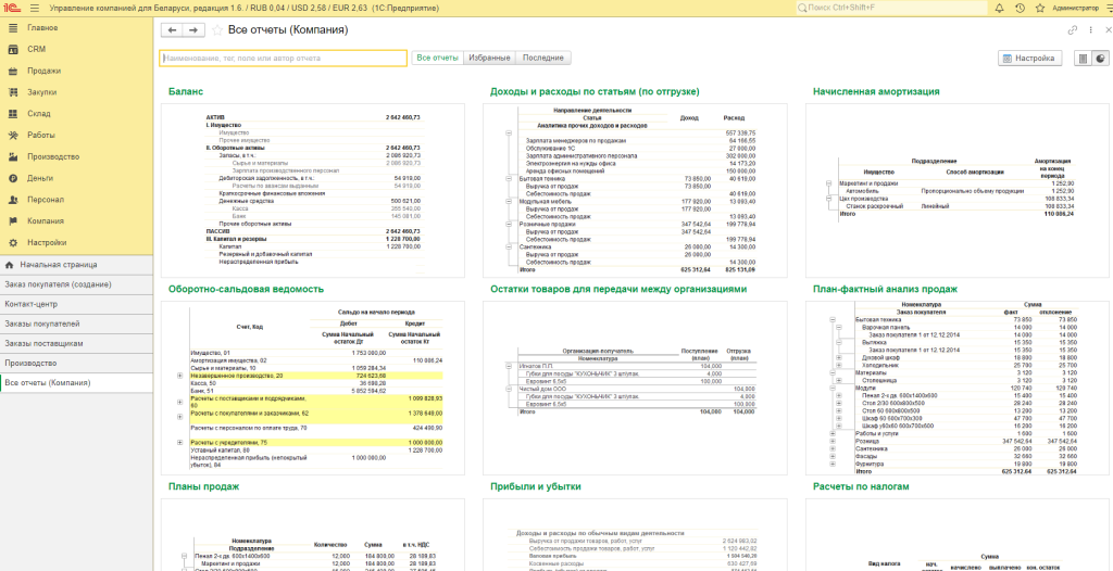 1С:Управление компанией 8 для Беларуси